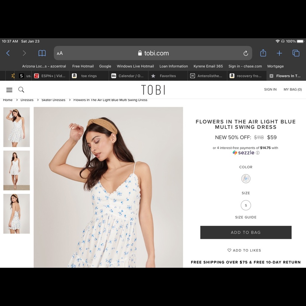 Cute white w/blue flowers strappy dress from Tobi